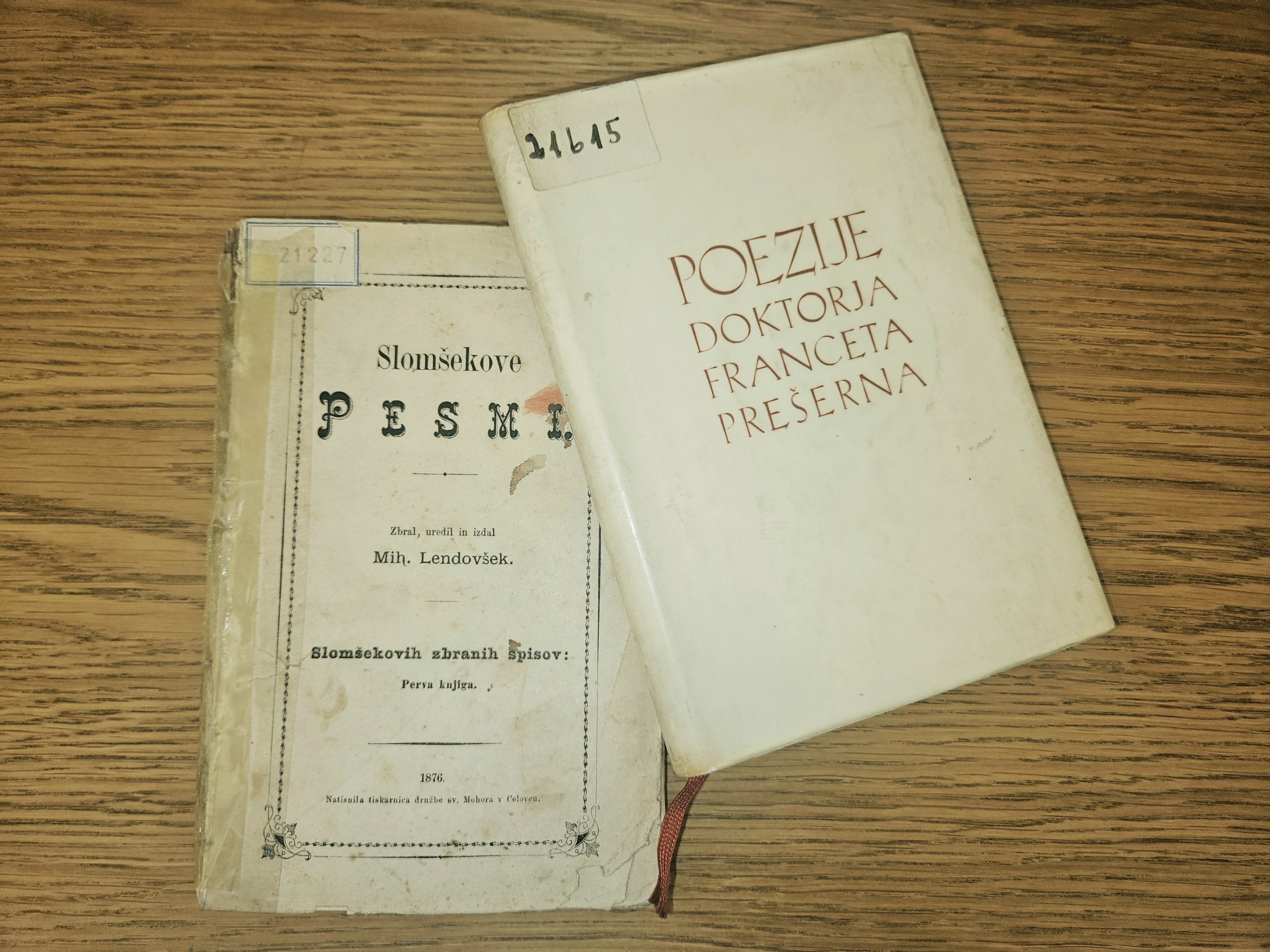 Naslovnica Prešernovih Poezij in Slomškovih Pesmi